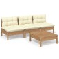 vidaXL 4-tlg. Garten-Lounge-Set mit Creme Kissen Kiefernholz vidaXL 4-tlg. Garten-Lounge-Set mit Creme Kissen Kiefernholz