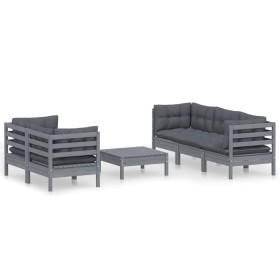 vidaXL 6-tlg. Garten-Lounge-Set mit Anthrazit Kissen Kiefernholz