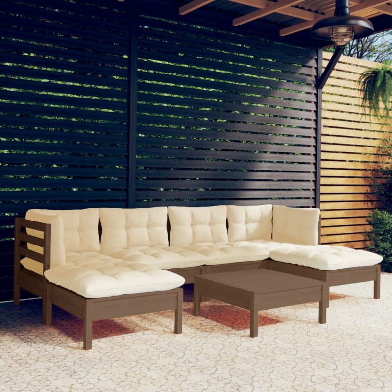 vidaXL 7-tlg. Garten-Lounge-Set mit Kissen Honigbraun Kiefernholz vidaXL 7-tlg. Garten-Lounge-Set mit Kissen Honigbraun Kiefernholz