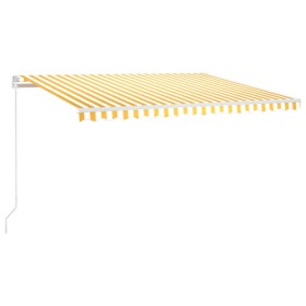 vidaXL Markise Manuell Einziehbar mit LED 400x300 cm Gelb und Weiß