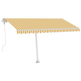 vidaXL Markise Automatisch mit LED & Windsensor 400x300 cm Gelb/Weiß