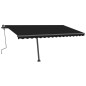 vidaXL Markise Manuell Einziehbar mit LED 400x300 cm Anthrazit vidaXL Markise Manuell Einziehbar mit LED 400x300 cm Anthrazit