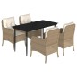 vidaXL 5-tlg. Garten-Essgruppe mit Kissen Beige Poly Rattan vidaXL 5-tlg. Garten-Essgruppe mit Kissen Beige Poly Rattan