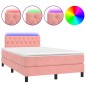 vidaXL Boxspringbett mit Matratze & LED Rosa 120x190 cm Samt vidaXL Boxspringbett mit Matratze & LED Rosa 120x190 cm Samt