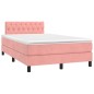 vidaXL Boxspringbett mit Matratze & LED Rosa 120x190 cm Samt vidaXL Boxspringbett mit Matratze & LED Rosa 120x190 cm Samt