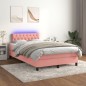 vidaXL Boxspringbett mit Matratze & LED Rosa 120x190 cm Samt vidaXL Boxspringbett mit Matratze & LED Rosa 120x190 cm Samt