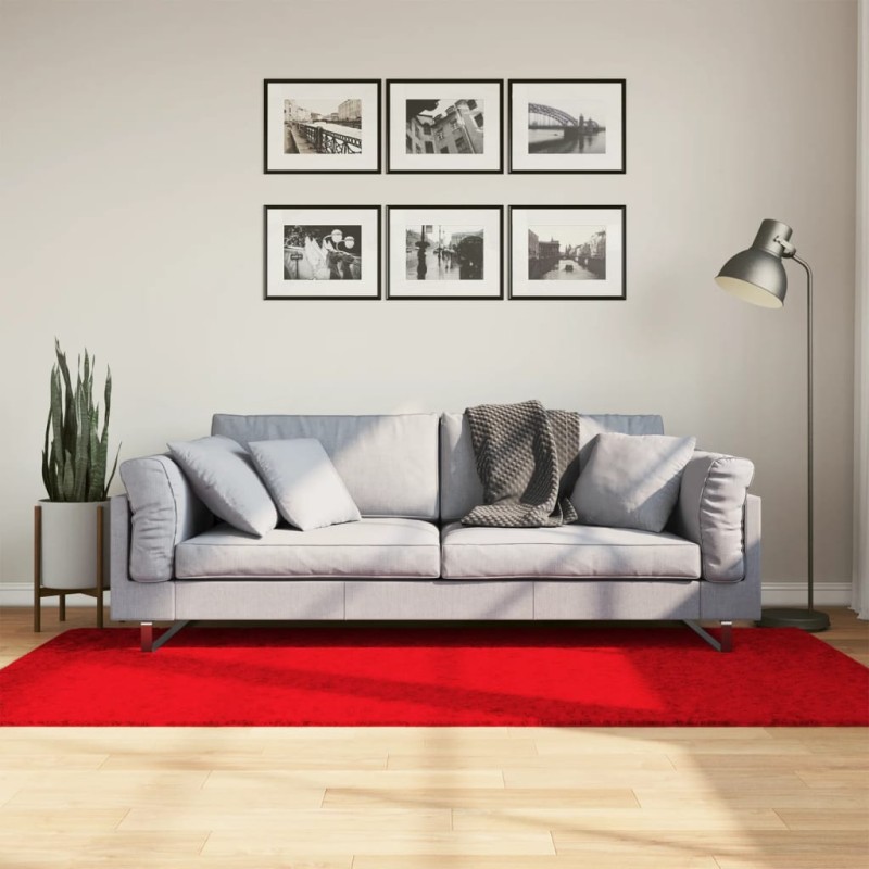vidaXL Teppich OVIEDO Kurzflor Rot 100x200 cm vidaXL Teppich OVIEDO Kurzflor Rot 100x200 cm