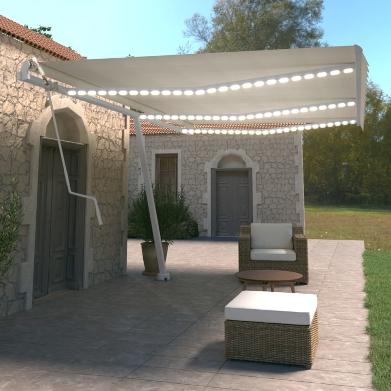 Automatische Markise mit LED & Windsensor 600x350 cm Creme Automatische Markise mit LED & Windsensor 600x350 cm Creme