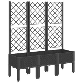 vidaXL Pflanzkübel mit Rankgitter Schwarz 120x40x142 cm PP