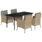 vidaXL 5-tlg. Garten-Essgruppe mit Kissen Beige Poly Rattan vidaXL 5-tlg. Garten-Essgruppe mit Kissen Beige Poly Rattan