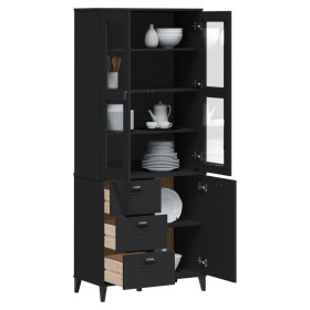 vidaXL Highboard VIKEN Schwarz 80x40x190 cm Massivholz Kiefer