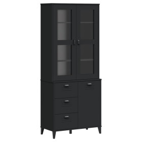 vidaXL Highboard VIKEN Schwarz 80x40x190 cm Massivholz Kiefer