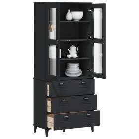 vidaXL Highboard VIKEN Schwarz 80x40x190 cm Massivholz Kiefer