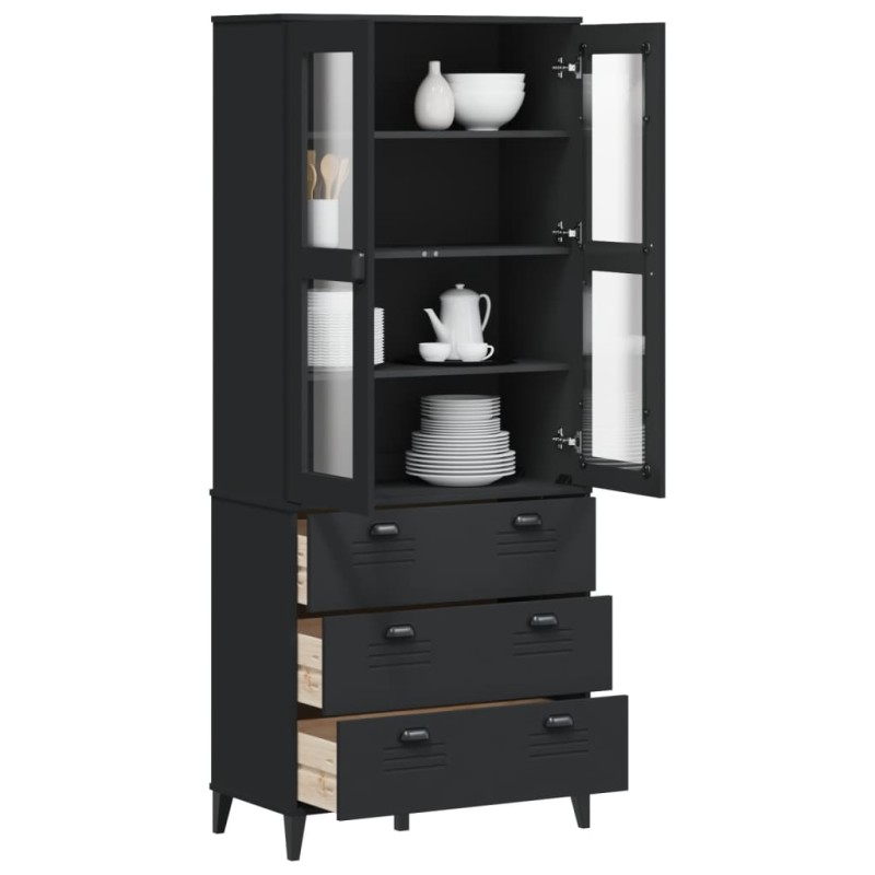 vidaXL Highboard VIKEN Schwarz 80x40x190 cm Massivholz Kiefer vidaXL Highboard VIKEN Schwarz 80x40x190 cm Massivholz Kiefer