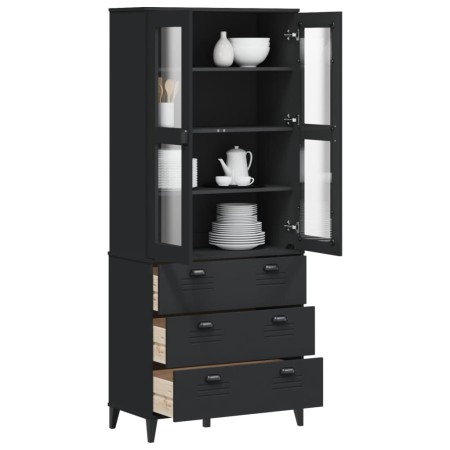 vidaXL Highboard VIKEN Schwarz 80x40x190 cm Massivholz Kiefer