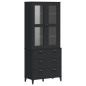 vidaXL Highboard VIKEN Schwarz 80x40x190 cm Massivholz Kiefer vidaXL Highboard VIKEN Schwarz 80x40x190 cm Massivholz Kiefer