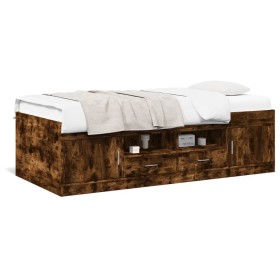 vidaXL Tagesbett mit Schubladen Räuchereiche 100x200 cm Holzwerkstoff