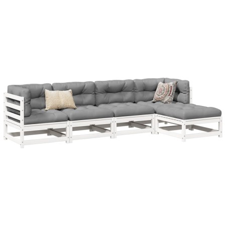 vidaXL 5-tlg. Garten-Sofagarnitur Weiß Massivholz Kiefer