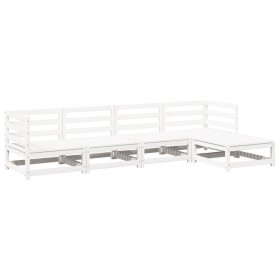 vidaXL 5-tlg. Garten-Sofagarnitur Weiß Massivholz Kiefer