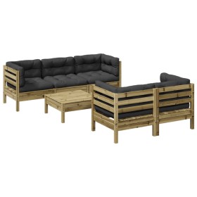 vidaXL 6-tlg. Garten-Sofagarnitur mit Kissen Kiefernholz Imprägniert