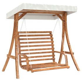 vidaXL Hollywoodschaukel mit Dach Massivholz Fichte mit Teak-Finish