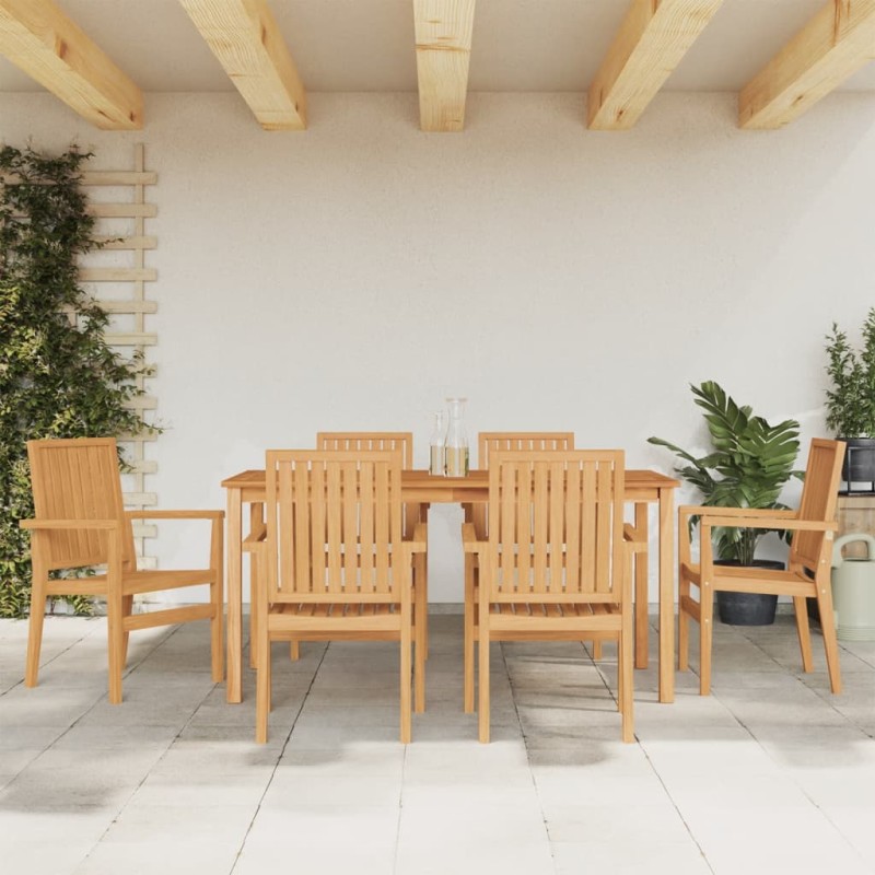 vidaXL 7-tlg. Garten-Essgruppe Massivholz Teak vidaXL 7-tlg. Garten-Essgruppe Massivholz Teak