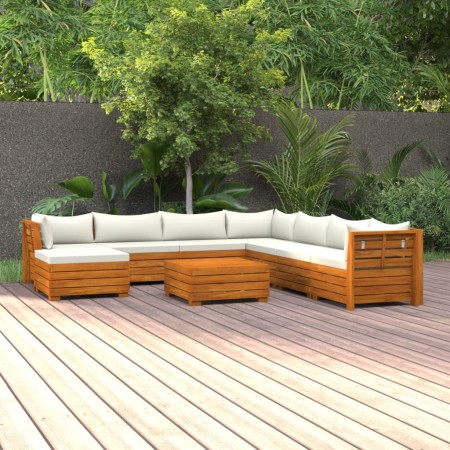 vidaXL 9-tlg. Garten-Lounge-Set mit Kissen Massivholz Akazie