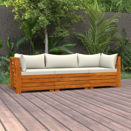 vidaXL 3-Sitzer-Gartensofa mit Kissen Massivholz Akazie