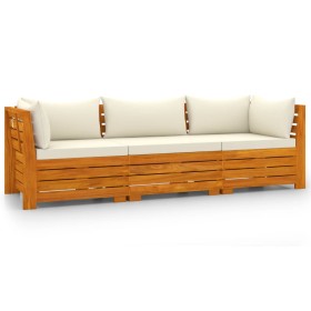 vidaXL 3-Sitzer-Gartensofa mit Kissen Massivholz Akazie