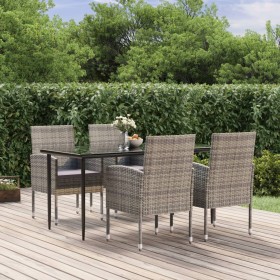 vidaXL 5-tlg. Garten-Essgruppe mit Kissen Anthrazit Poly Rattan