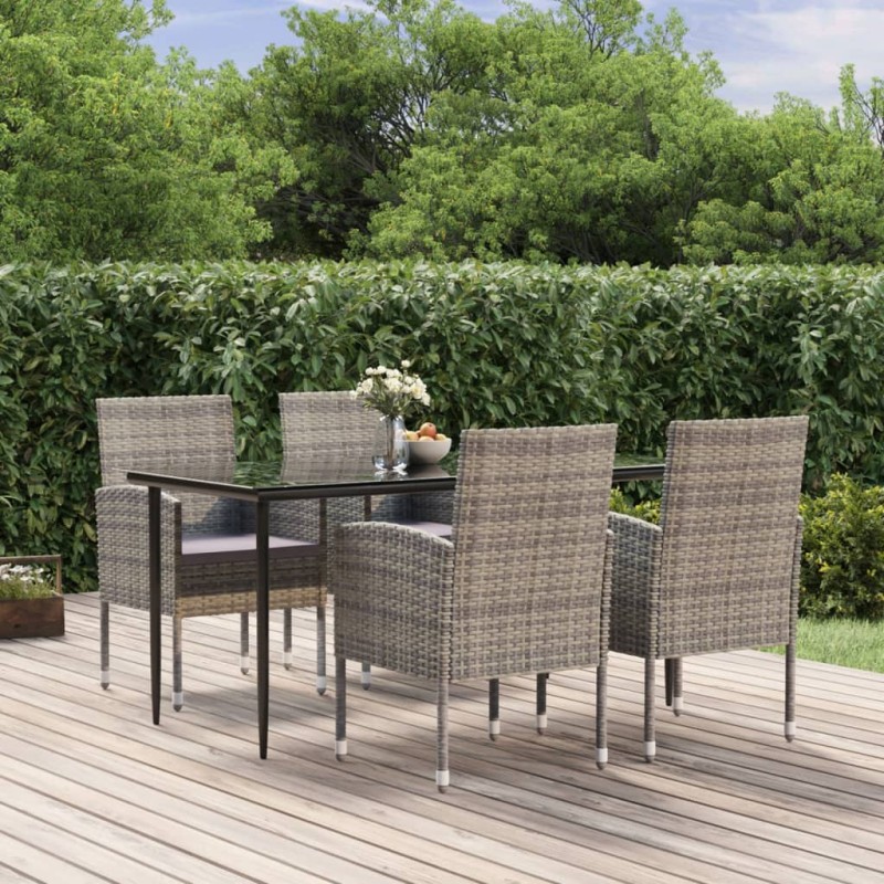 vidaXL 5-tlg. Garten-Essgruppe mit Kissen Anthrazit Poly Rattan vidaXL 5-tlg. Garten-Essgruppe mit Kissen Anthrazit Poly Rattan
