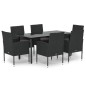vidaXL 7-tlg. Garten-Essgruppe mit Kissen Schwarz Poly Rattan vidaXL 7-tlg. Garten-Essgruppe mit Kissen Schwarz Poly Rattan