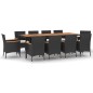 vidaXL 11-tlg. Garten-Essgruppe mit Kissen Schwarz Poly Rattan vidaXL 11-tlg. Garten-Essgruppe mit Kissen Schwarz Poly Rattan