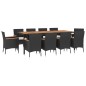vidaXL 11-tlg. Garten-Essgruppe mit Kissen Schwarz Poly Rattan vidaXL 11-tlg. Garten-Essgruppe mit Kissen Schwarz Poly Rattan