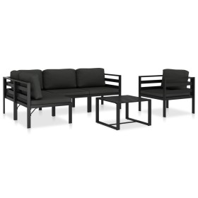 vidaXL 6-tlg. Garten-Lounge-Set mit Kissen Aluminium Anthrazit 