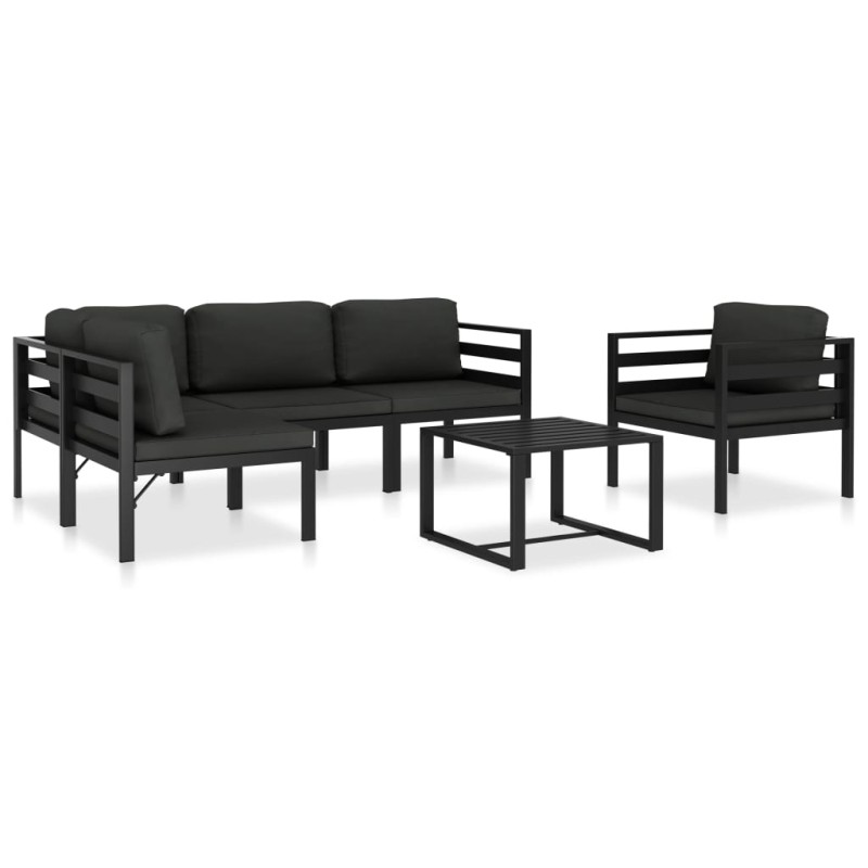 vidaXL 6-tlg. Garten-Lounge-Set mit Kissen Aluminium Anthrazit vidaXL 6-tlg. Garten-Lounge-Set mit Kissen Aluminium Anthrazit