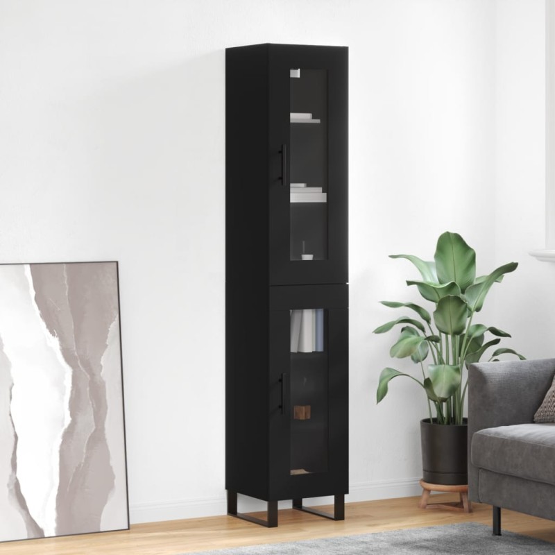Highboard Schwarz 34,5x34x180 cm Holzwerkstoff Highboard Schwarz 34,5x34x180 cm Holzwerkstoff