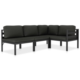 vidaXL 4-tlg. Garten-Lounge-Set mit Kissen Aluminium Anthrazit  