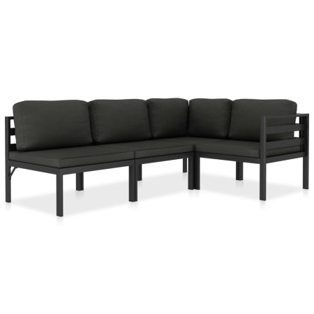 vidaXL 4-tlg. Garten-Lounge-Set mit Kissen Aluminium Anthrazit  