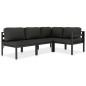 vidaXL 4-tlg. Garten-Lounge-Set mit Kissen Aluminium Anthrazit vidaXL 4-tlg. Garten-Lounge-Set mit Kissen Aluminium Anthrazit