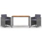 vidaXL 3-tlg. Garten-Essgruppe mit Kissen Poly Rattan Grau vidaXL 3-tlg. Garten-Essgruppe mit Kissen Poly Rattan Grau