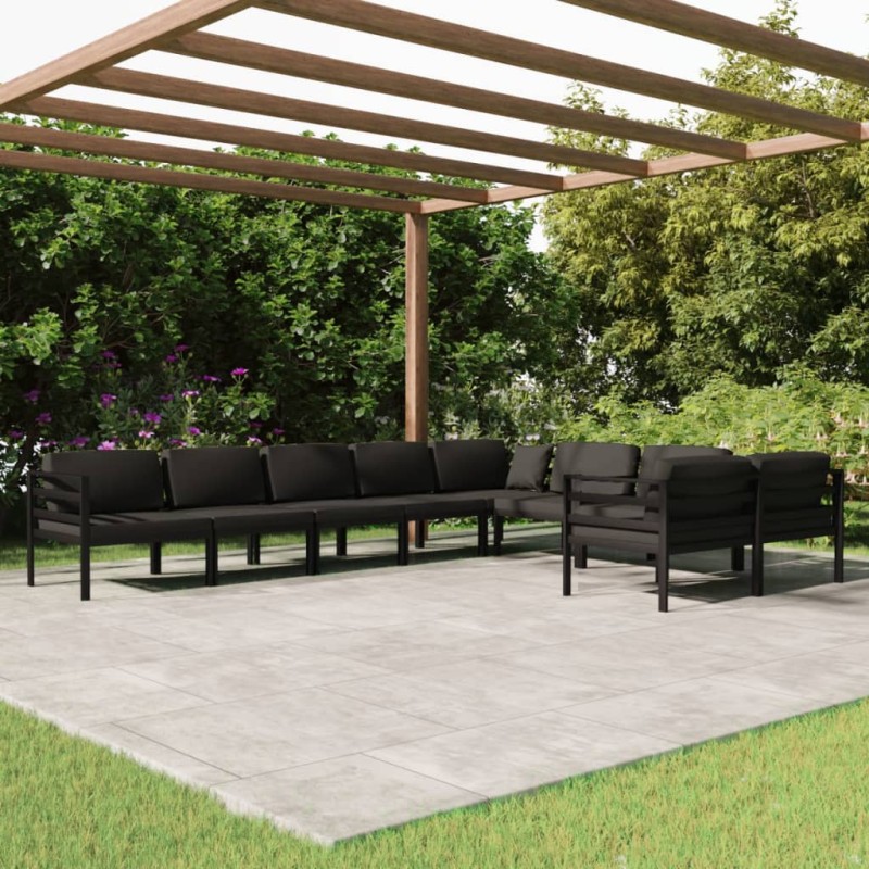 vidaXL 9-tlg. Garten-Lounge-Set mit Kissen Aluminium Anthrazit vidaXL 9-tlg. Garten-Lounge-Set mit Kissen Aluminium Anthrazit
