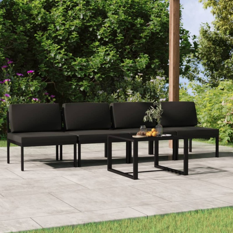 vidaXL 5-tlg. Garten-Lounge-Set mit Kissen Aluminium Anthrazit vidaXL 5-tlg. Garten-Lounge-Set mit Kissen Aluminium Anthrazit