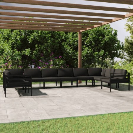 vidaXL 10-tlg. Garten-Lounge-Set mit Kissen Aluminium Anthrazit
