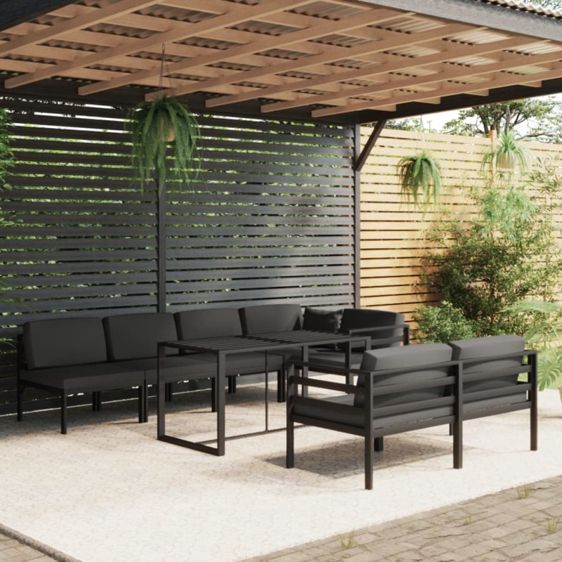 vidaXL 8-tlg. Garten-Lounge-Set mit Kissen Aluminium Anthrazit vidaXL 8-tlg. Garten-Lounge-Set mit Kissen Aluminium Anthrazit