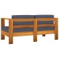 vidaXL 3-tlg. Garten-Lounge-Set mit Dunkelgrauen Kissen Massivholz vidaXL 3-tlg. Garten-Lounge-Set mit Dunkelgrauen Kissen Massivholz