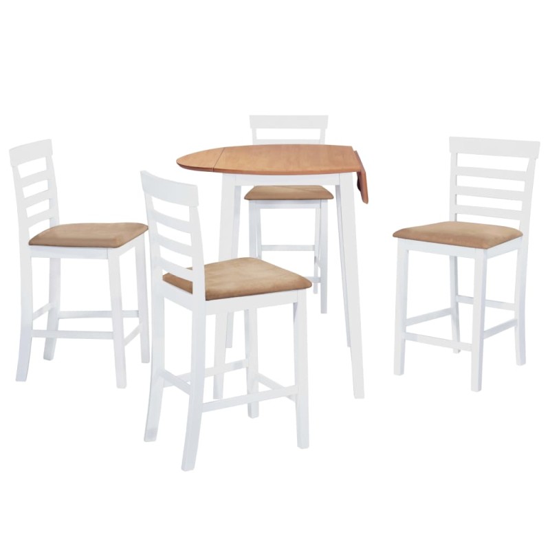 vidaXL Bartisch mit Stühlen 5-tlg. Massivholz Natur und Weiß vidaXL Bartisch mit Stühlen 5-tlg. Massivholz Natur und Weiß