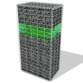 vidaXL Gabionenwand mit Glassteinen und LED-Lampe 50x30x100 cm