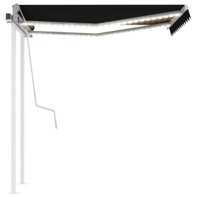 vidaXL Markise Manuell Einziehbar mit LED 3x2,5 m Anthrazit