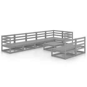 vidaXL 9-tlg. Garten-Lounge-Set Grau Massivholz Kiefer